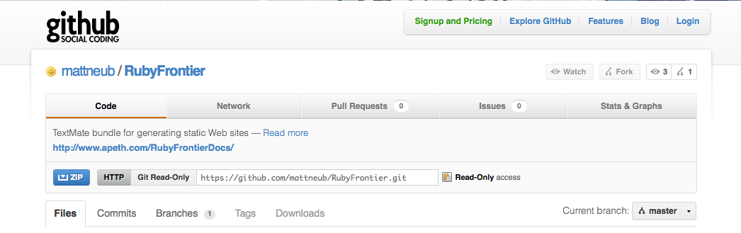 RubyFrontier auf GitHub